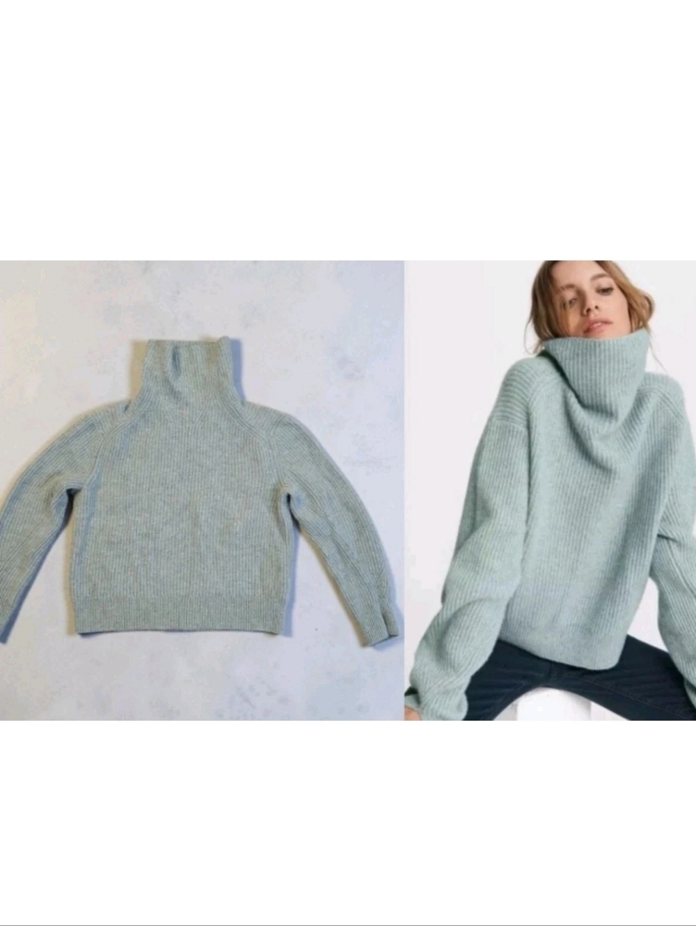 Rag & Bone 100% Ribbed Knit Cashmere Turtleneck Sweater in Spring Green! XS